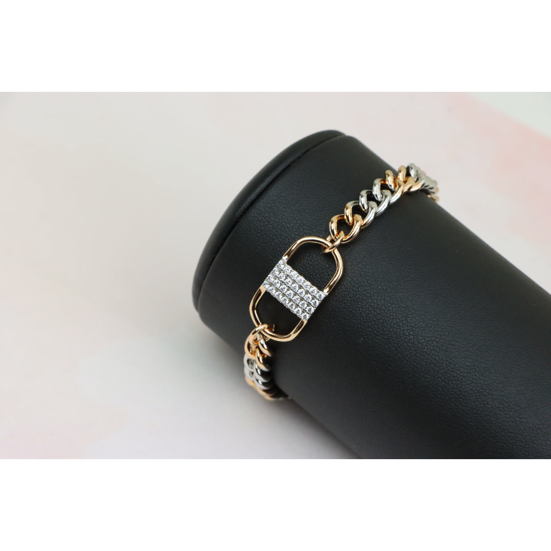 Stylish Rose Gold and Silver Dual Tone Bracelet with Crystal Accent, XPBL0633 (2064-2)