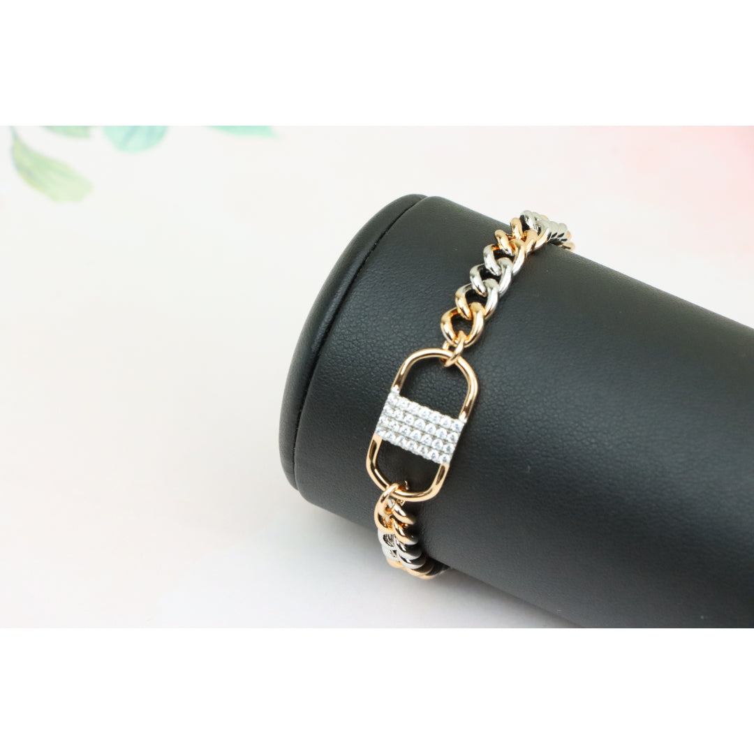 Stylish Rose Gold and Silver Dual Tone Bracelet with Crystal Accent, XPBL0633 (2064-2)