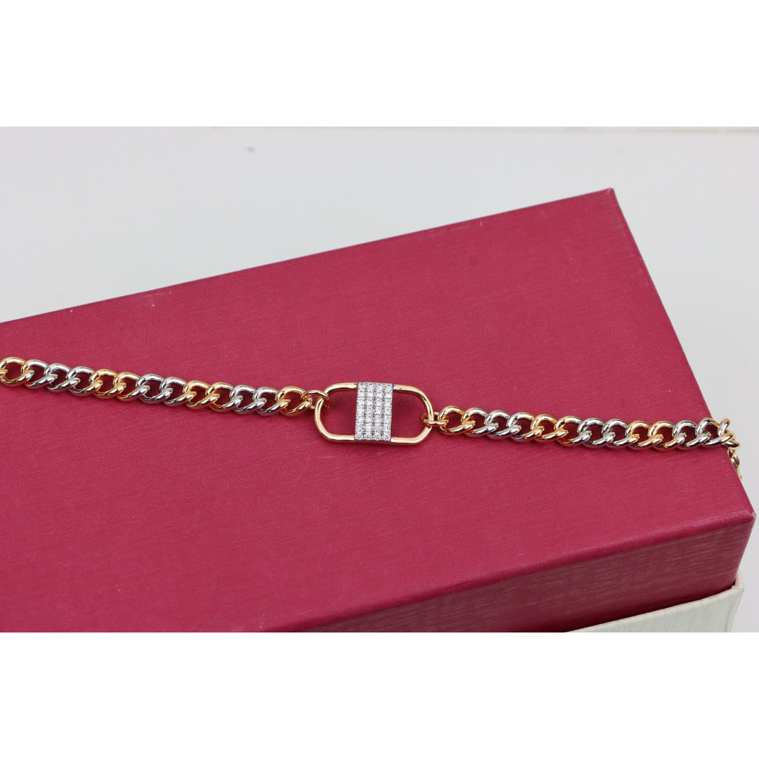 Stylish Rose Gold and Silver Dual Tone Bracelet with Crystal Accent, XPBL0633 (2064-2)