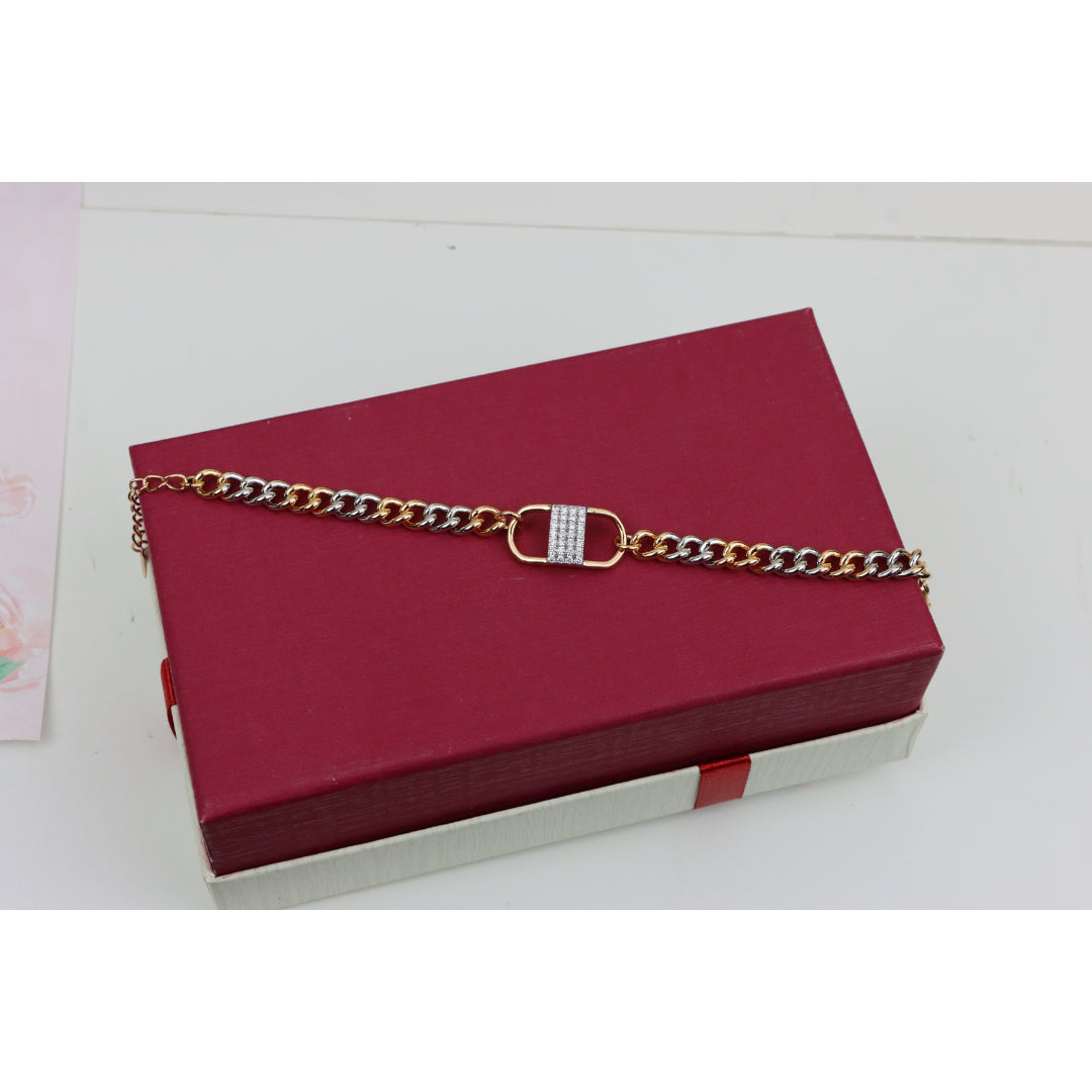 Stylish Rose Gold and Silver Dual Tone Bracelet with Crystal Accent, XPBL0633 (2064-2)
