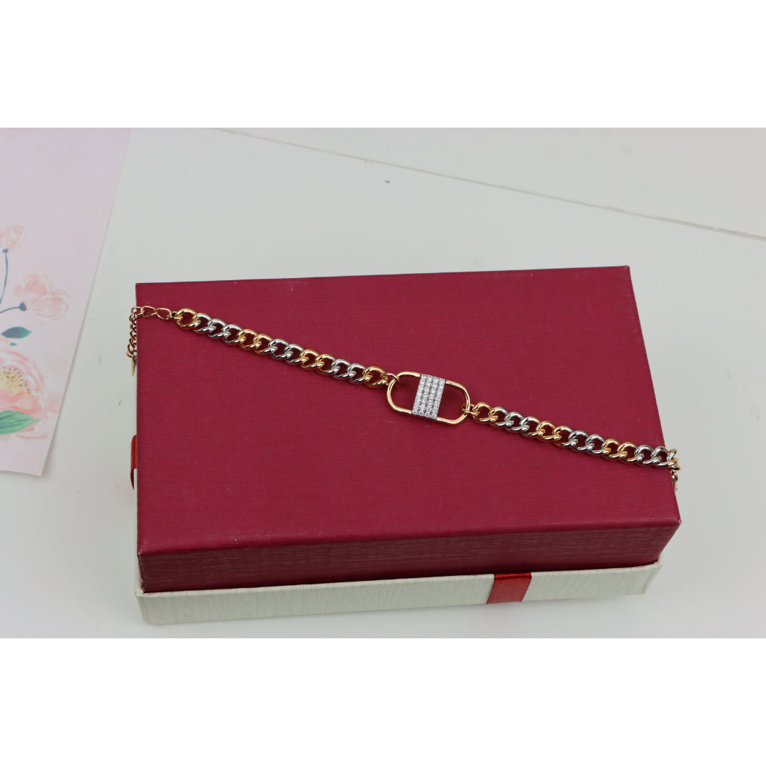 Stylish Rose Gold and Silver Dual Tone Bracelet with Crystal Accent, XPBL0633 (2064-2)
