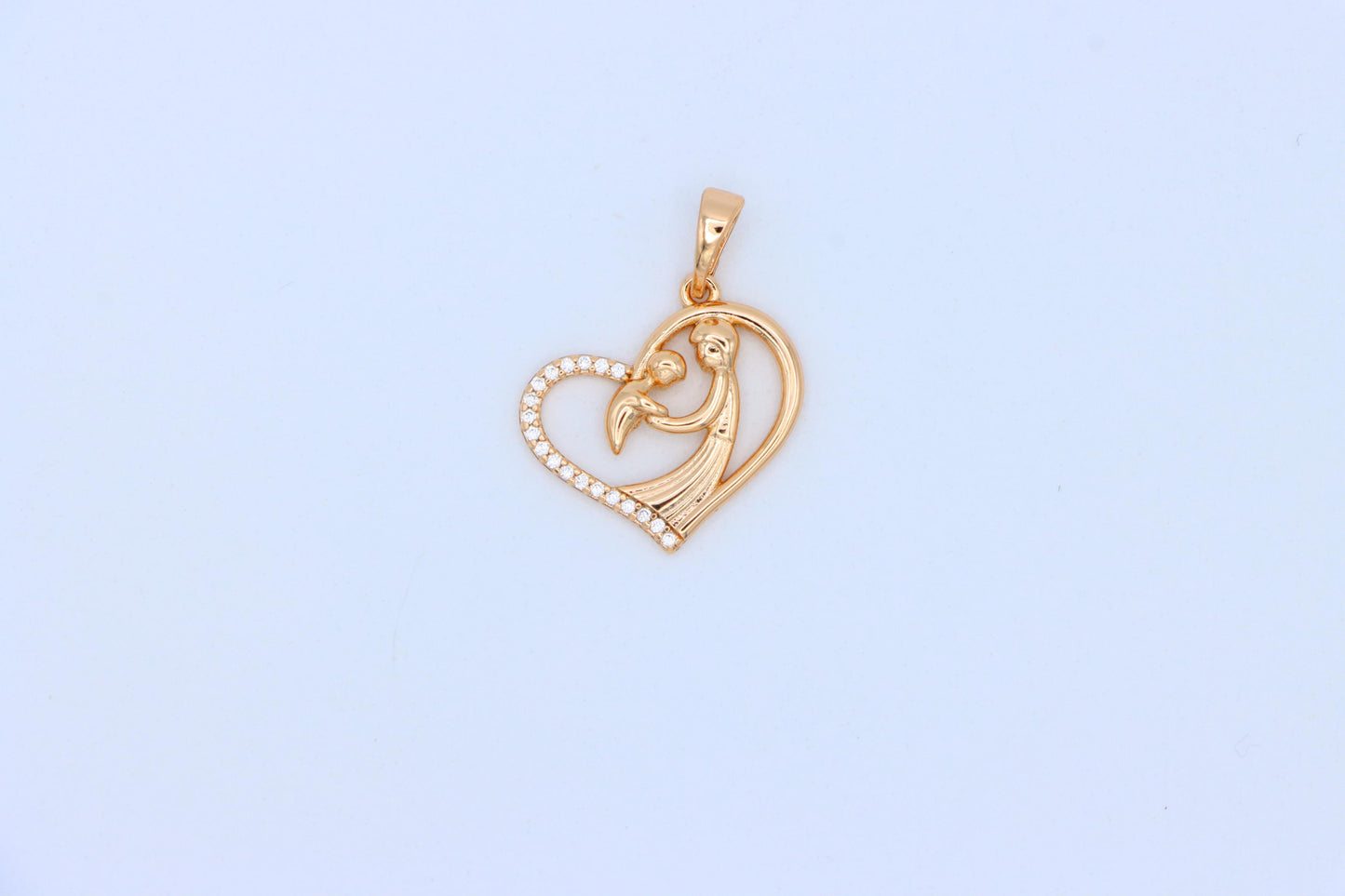 Rose Gold Mother and Child Heart Pendant with Sparkling Detail, XPPT1327 (2132-6)
