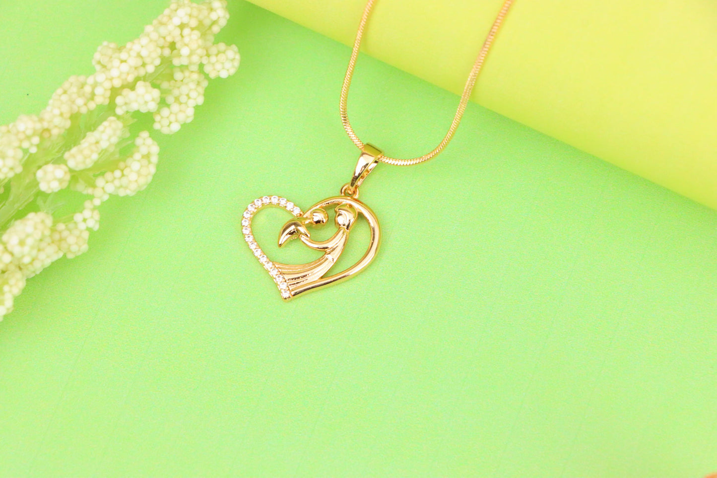 Rose Gold Mother and Child Heart Pendant with Sparkling Detail, XPPT1327 (2132-6)