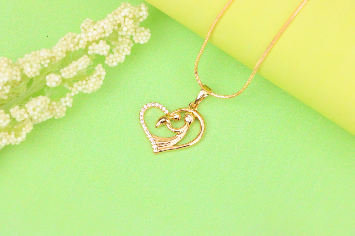 Rose Gold Mother and Child Heart Pendant with Sparkling Detail, XPPT1327 (2132-6)