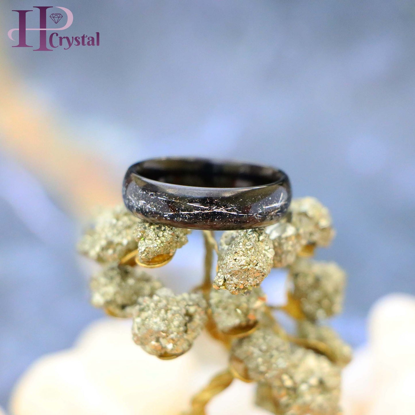 Black IP Plated with Imitation Black Meteorite Inlay Tungsten Ring