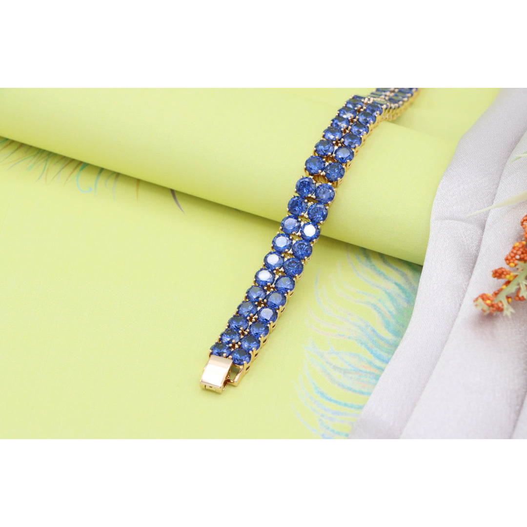 Elegant Rose Gold Bracelet with Blue Crystal Stones, XPBL0635 (2064-4)