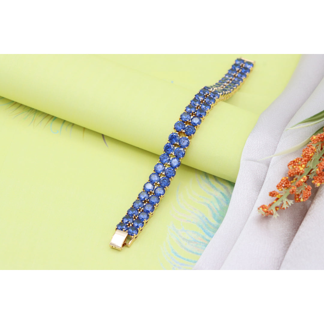 Elegant Rose Gold Bracelet with Blue Crystal Stones, XPBL0635 (2064-4)