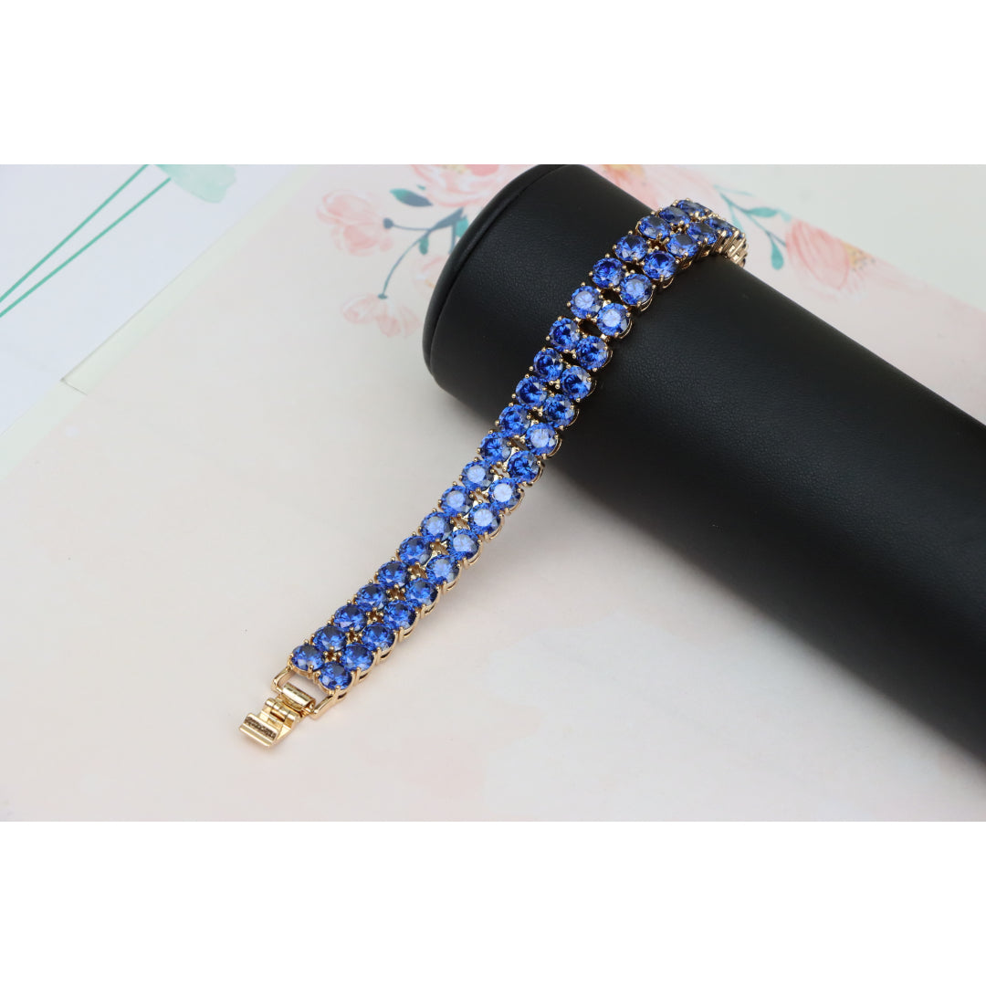 Elegant Rose Gold Bracelet with Blue Crystal Stones, XPBL0635 (2064-4)