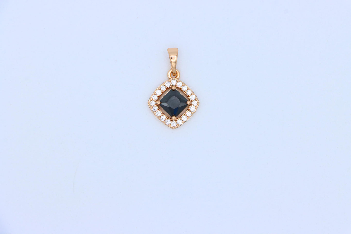 Elegant Black Square Pendant with Gold Plated Halo Design – Classy Look, XPPT1795 (2153-1)