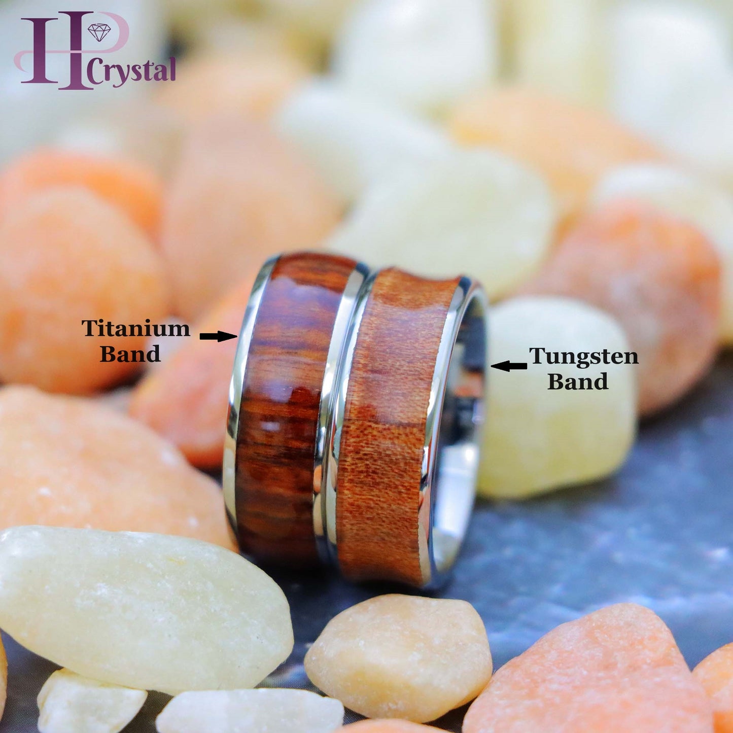 Titanium Ring High Polished Domed with Rosewood, Concave Ring with Natural Rosewood Inlay Tungsten Ring