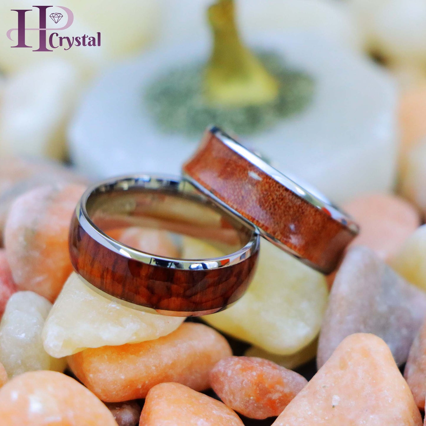 Titanium Ring High Polished Domed with Rosewood, Concave Ring with Natural Rosewood Inlay Tungsten Ring
