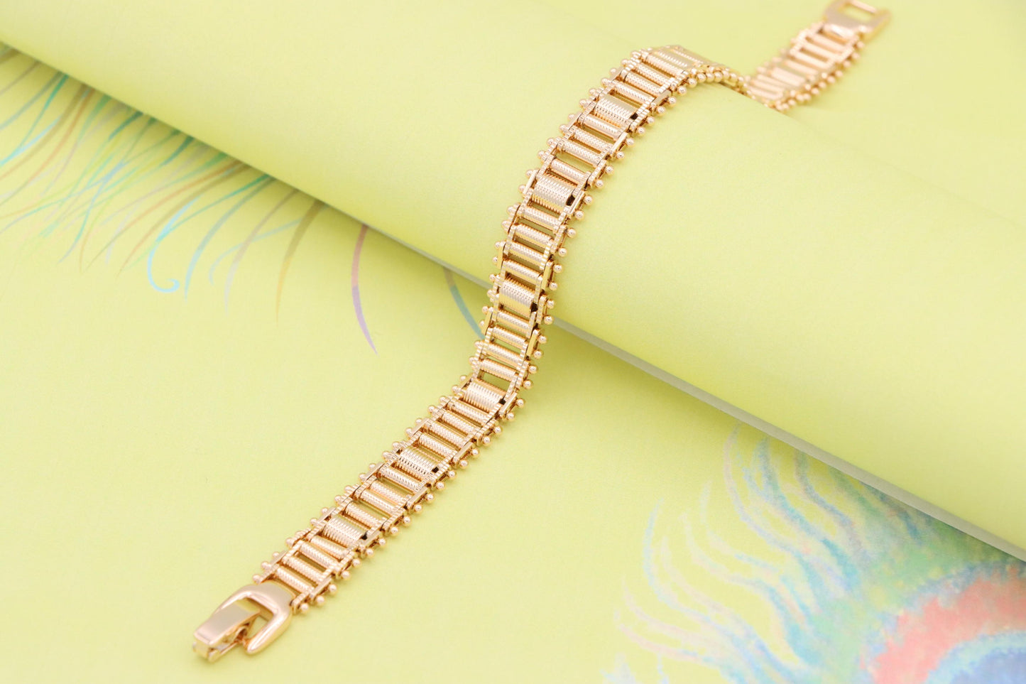 Bold Textured Rose Gold Bracelet in Brass, XPBL1000 (2100-9)