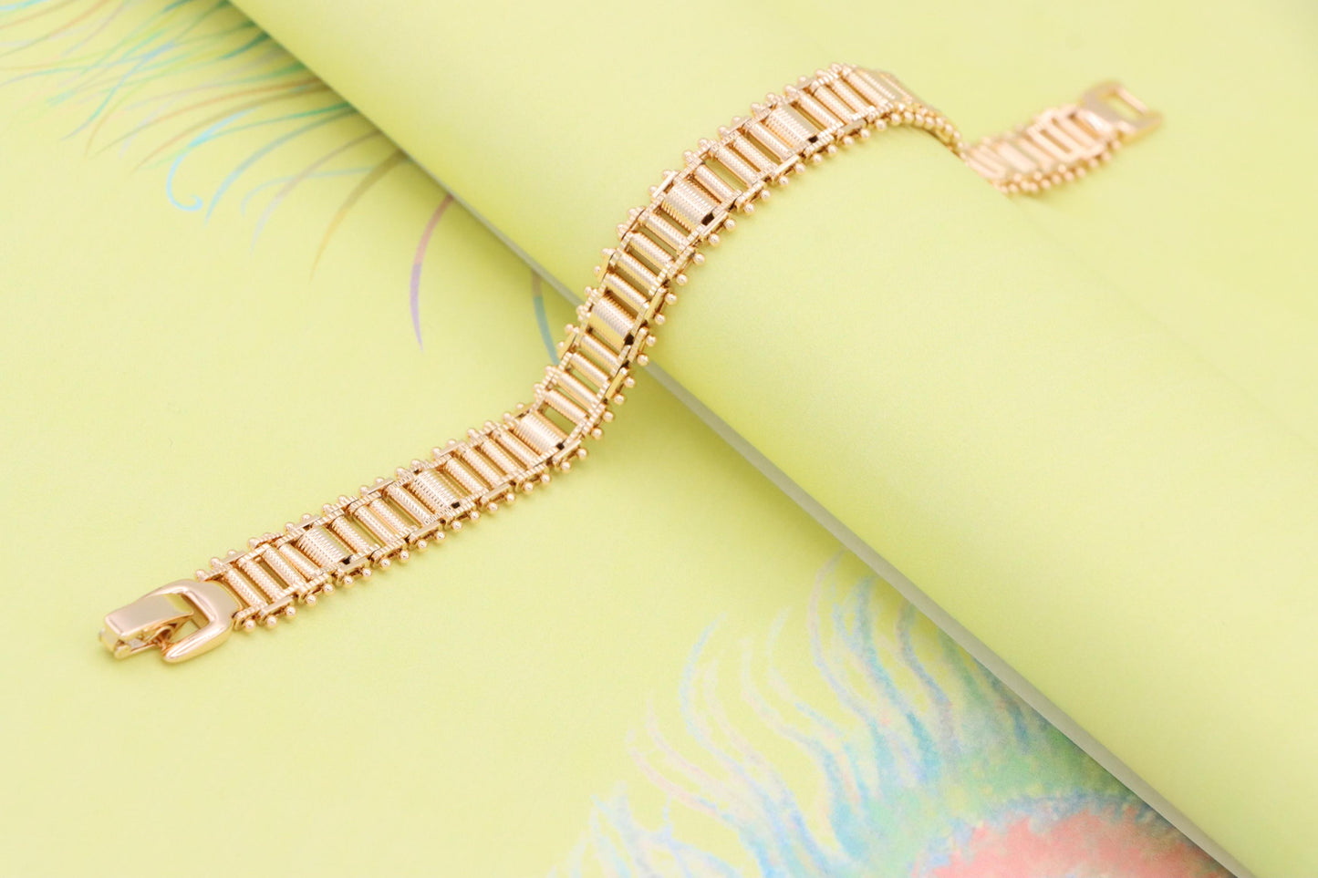 Bold Textured Rose Gold Bracelet in Brass, XPBL1000 (2100-9)