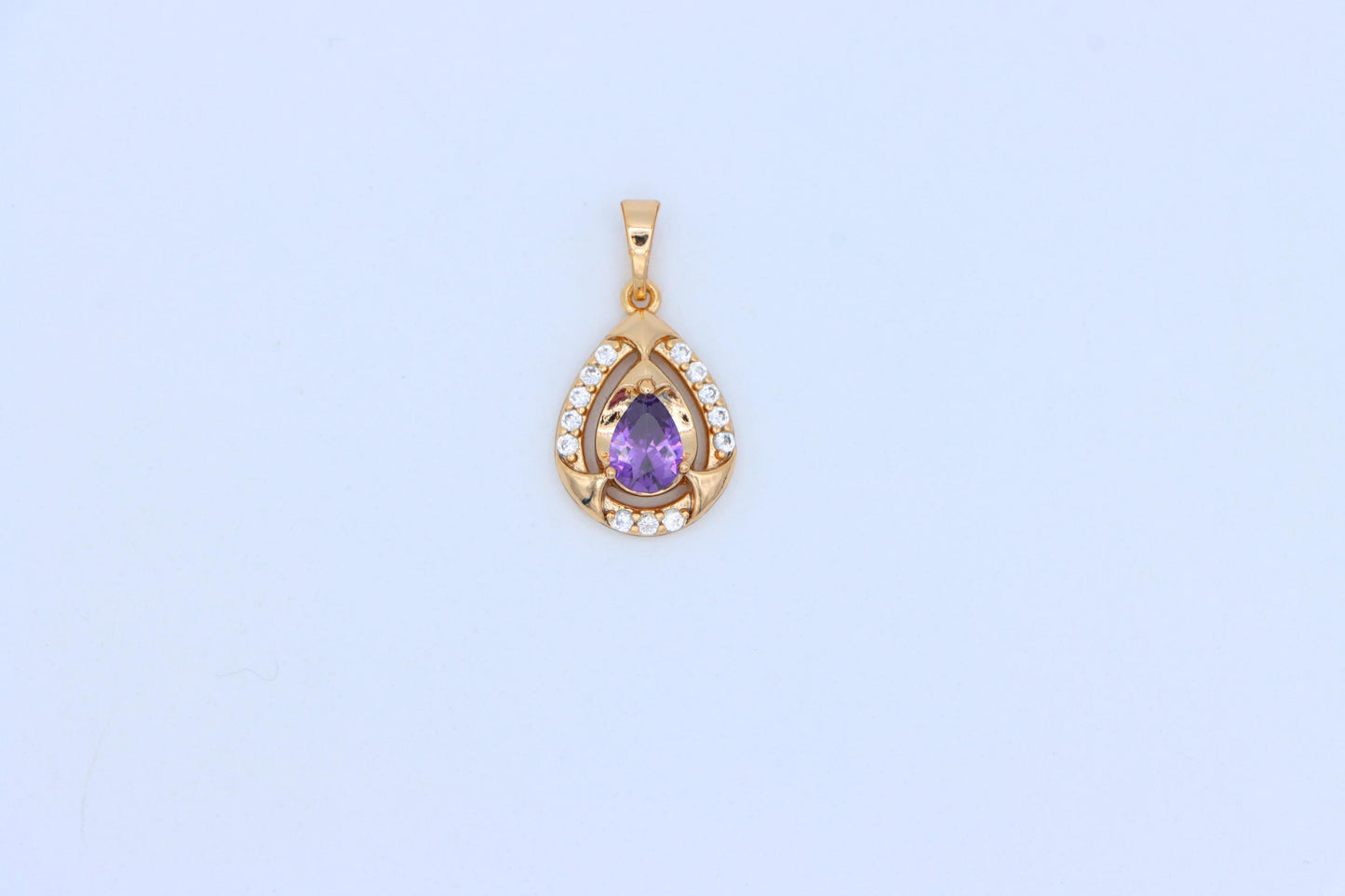 Teardrop Purple Stone Pendant in Gold Plated Elegant Crystal Design, XPPT1797 (2153-2)