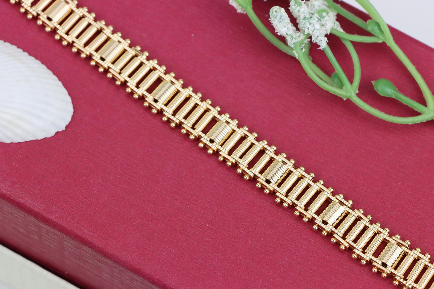 Bold Textured Rose Gold Bracelet in Brass, XPBL1000 (2100-9)