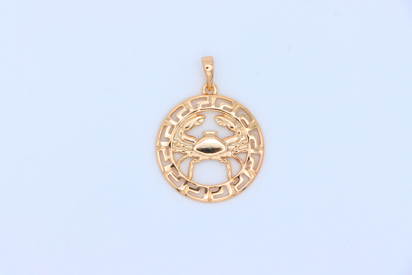 Crab Zodiac Rose Gold Pendant in Round Cutout Frame Design, XPPT1331 (2132-7)
