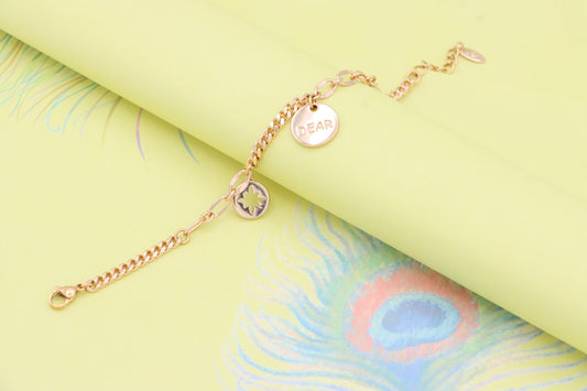 Rose Gold Charm Bracelet with DEAR & Star Accents, XPBL1001 (2100-10)
