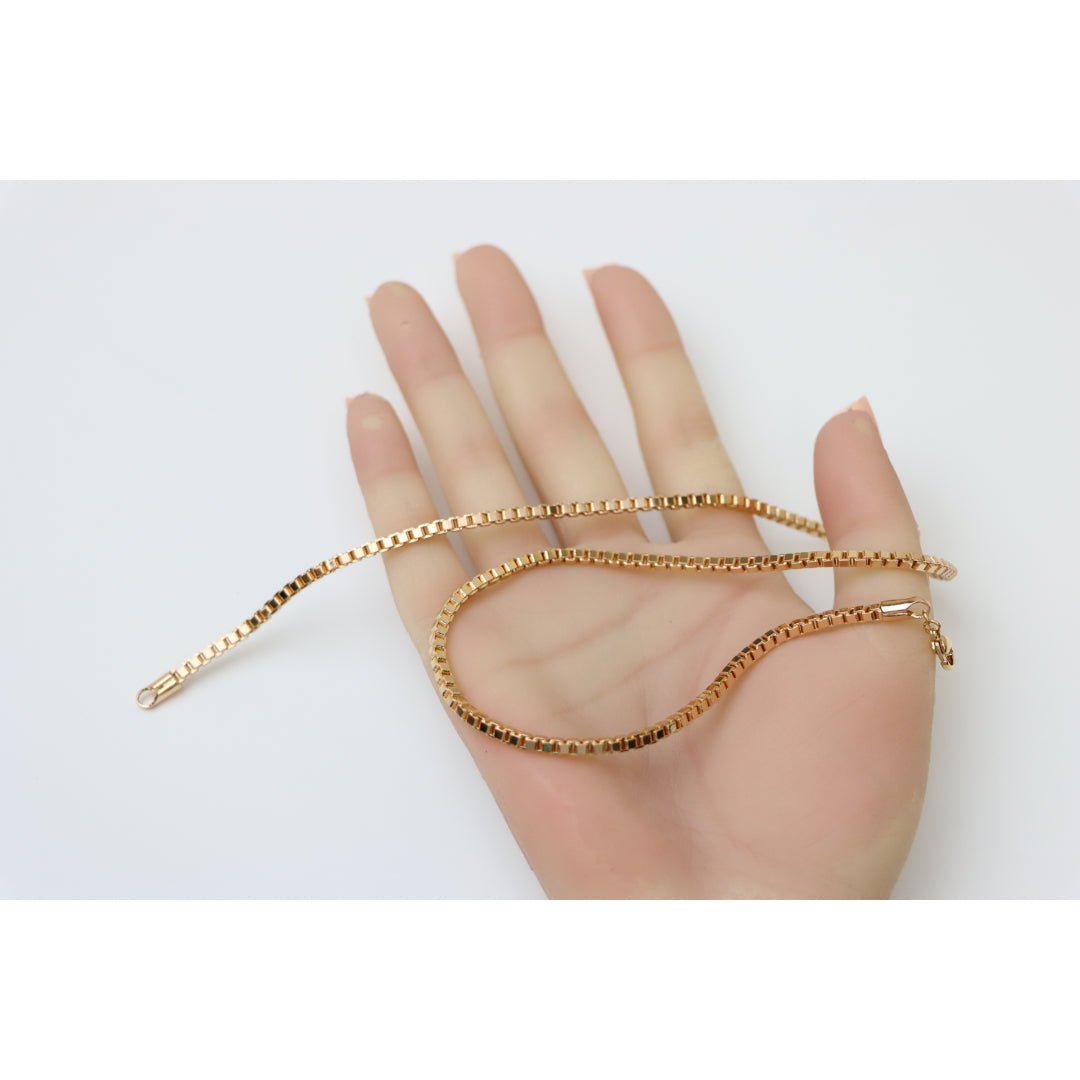 Box Link Chain Rose Gold Necklace, Bold and Polished Finish, XPNL0187 (2019-7)