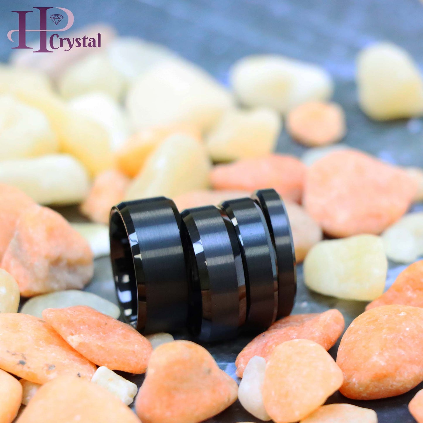 Flat High Polish Beveled Edge Brushed Center Tungsten Ring