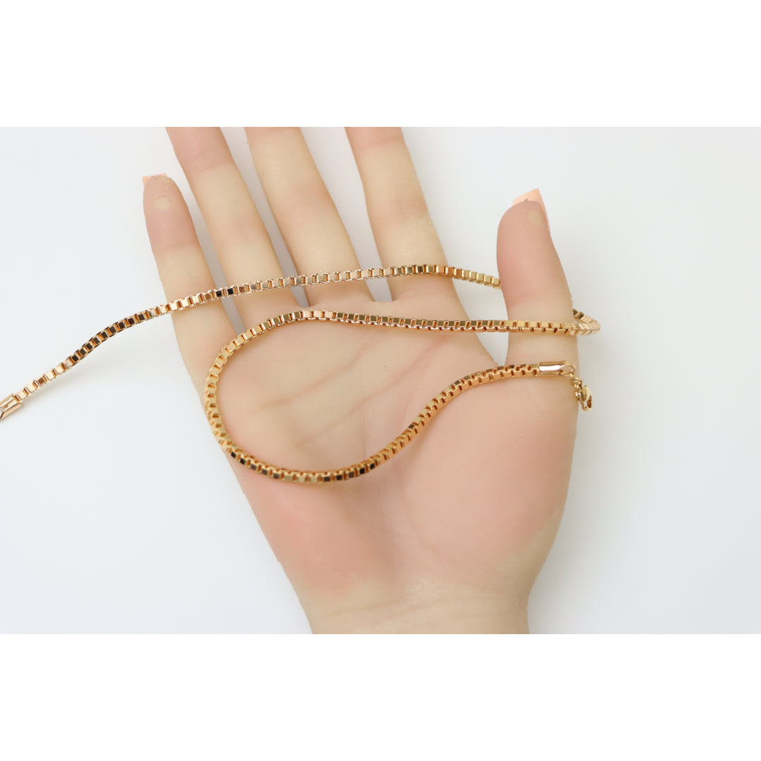 Box Link Chain Rose Gold Necklace, Bold and Polished Finish, XPNL0187 (2019-7)