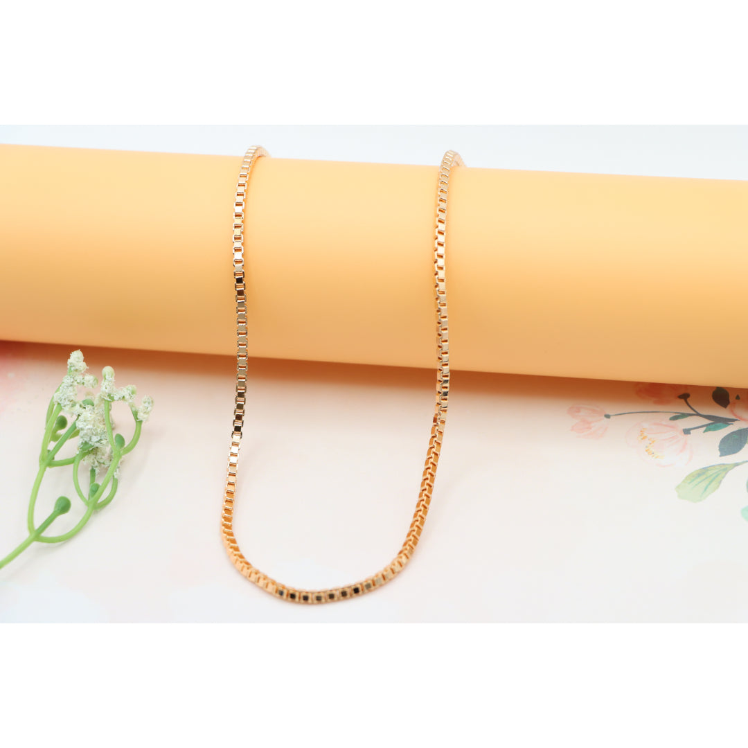 Box Link Chain Rose Gold Necklace, Bold and Polished Finish, XPNL0187 (2019-7)