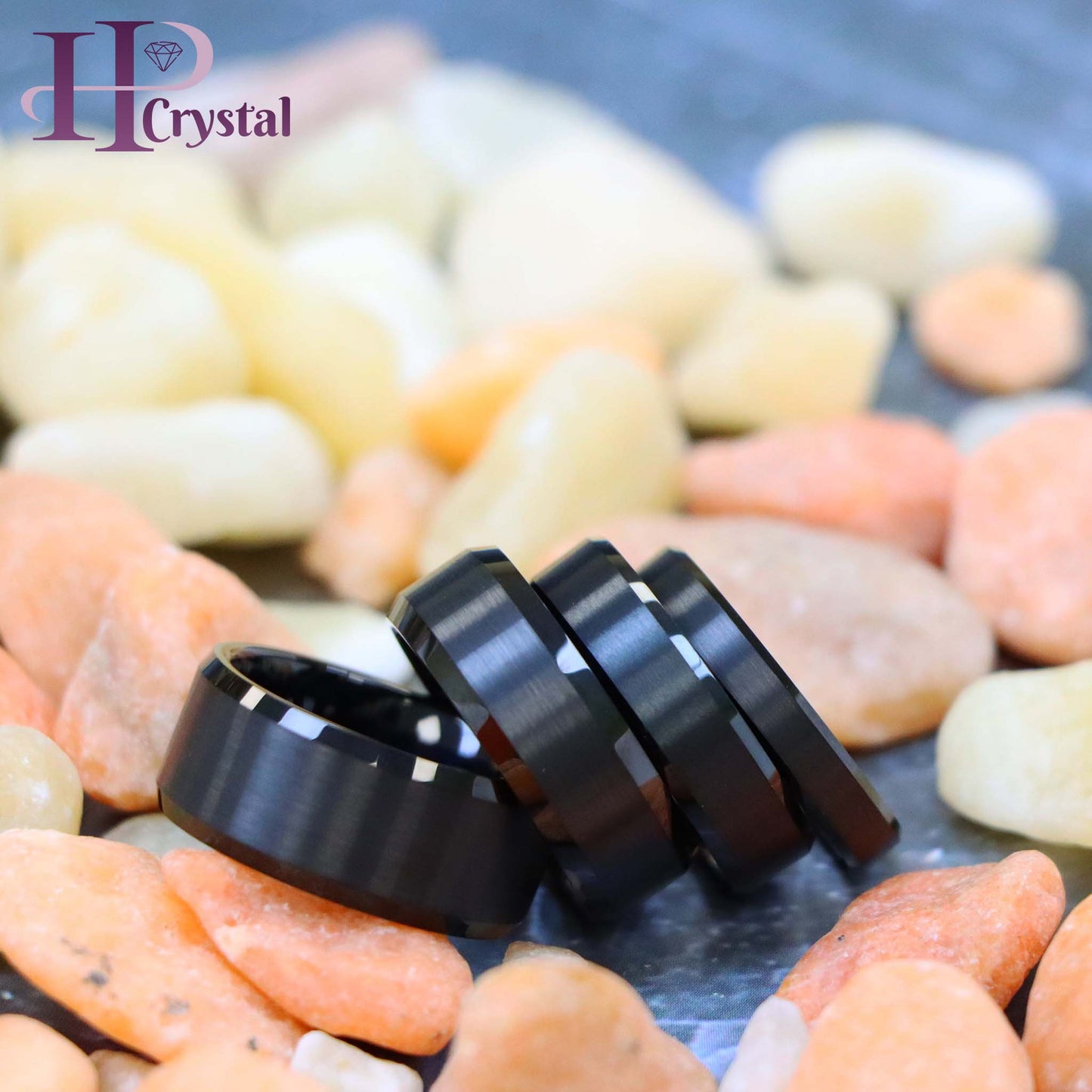 Flat High Polish Beveled Edge Brushed Center Tungsten Ring