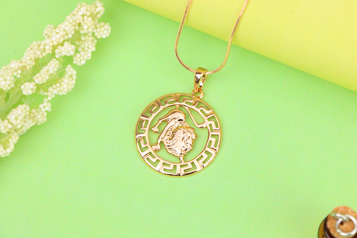 Leo Zodiac Lion Pendant in Rose Gold Finish with Intricate Detailing, XPPT1332 (2132-7)