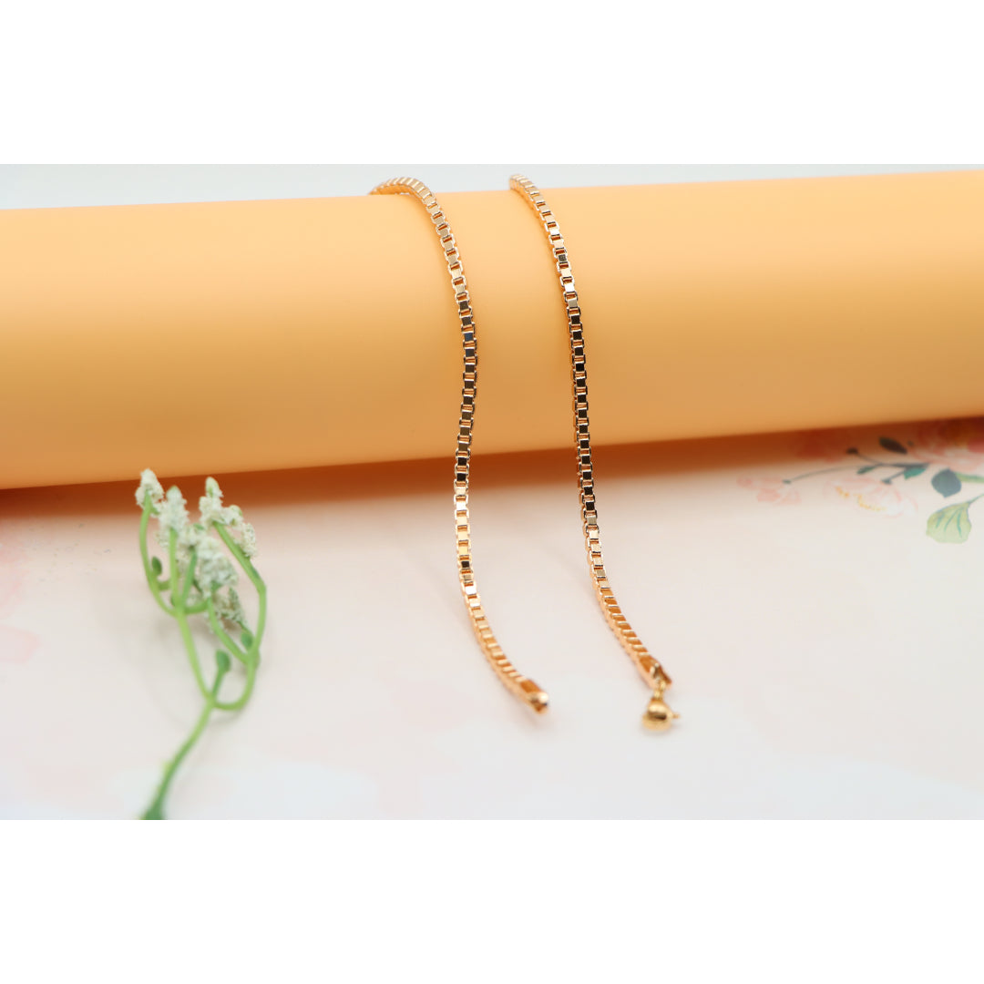 Box Link Chain Rose Gold Necklace, Bold and Polished Finish, XPNL0187 (2019-7)