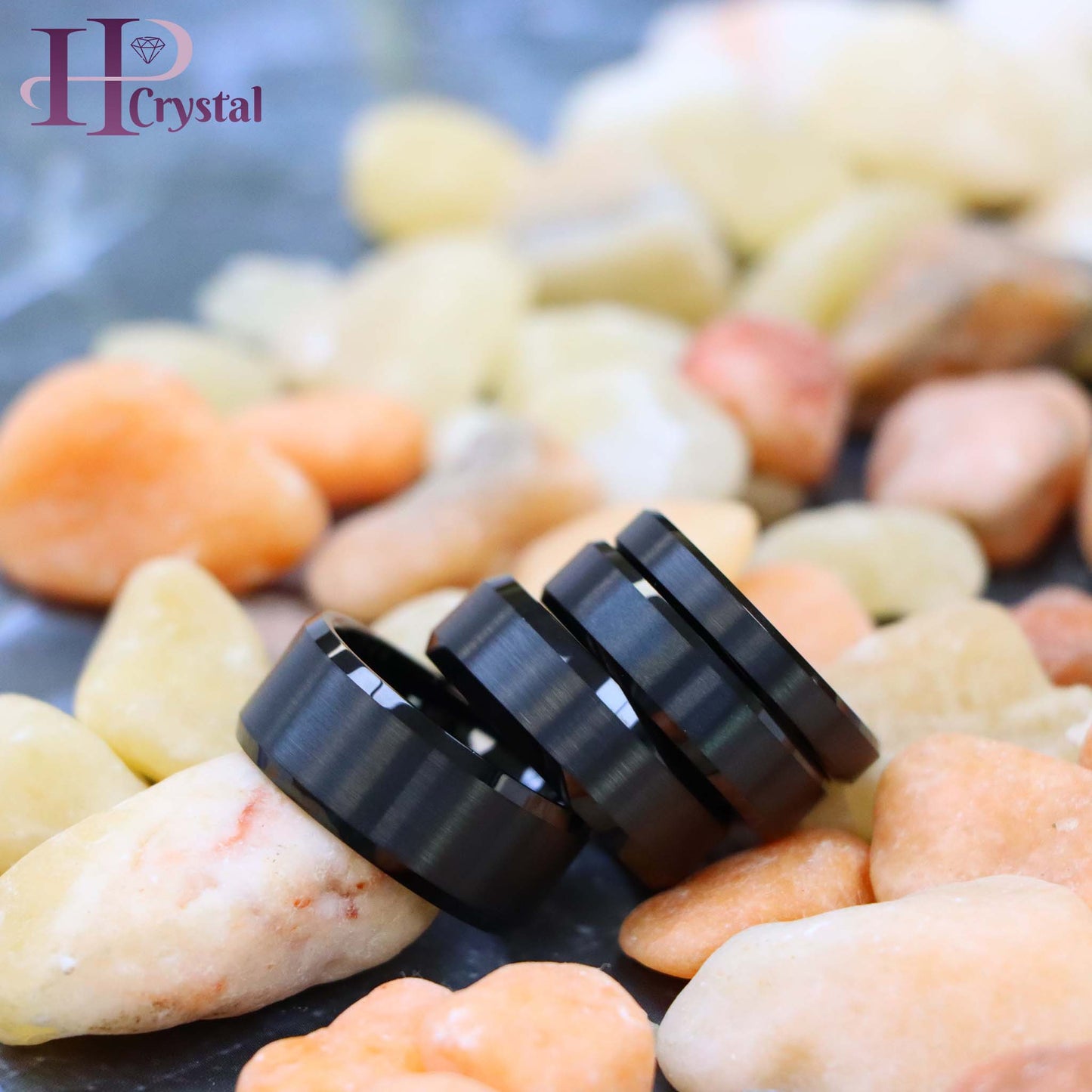Flat High Polish Beveled Edge Brushed Center Tungsten Ring