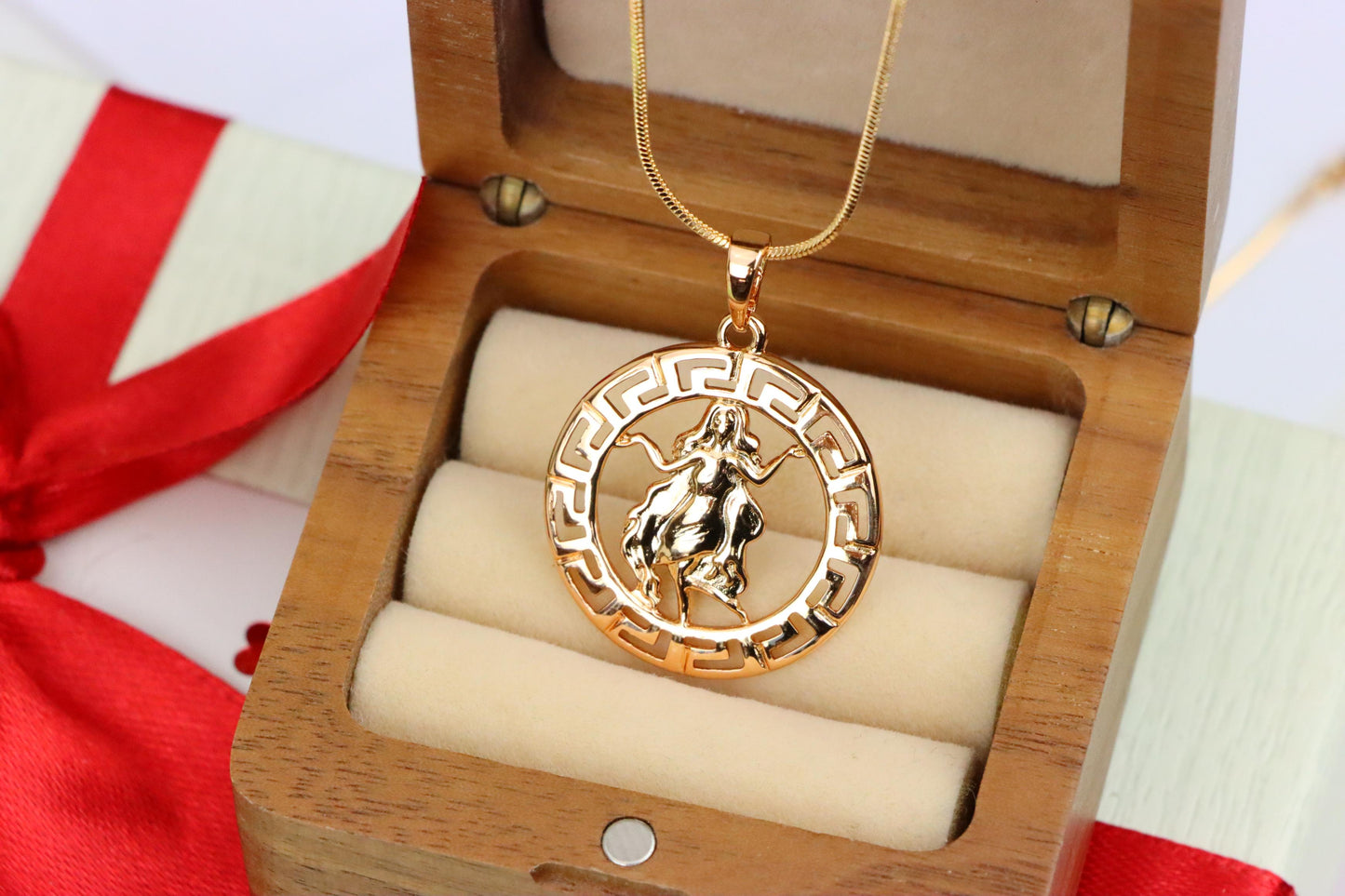 Virgo Zodiac Pendant in Elegant Rose Gold with Fine Brass Craftwork, XPPT1333 (2132-7)