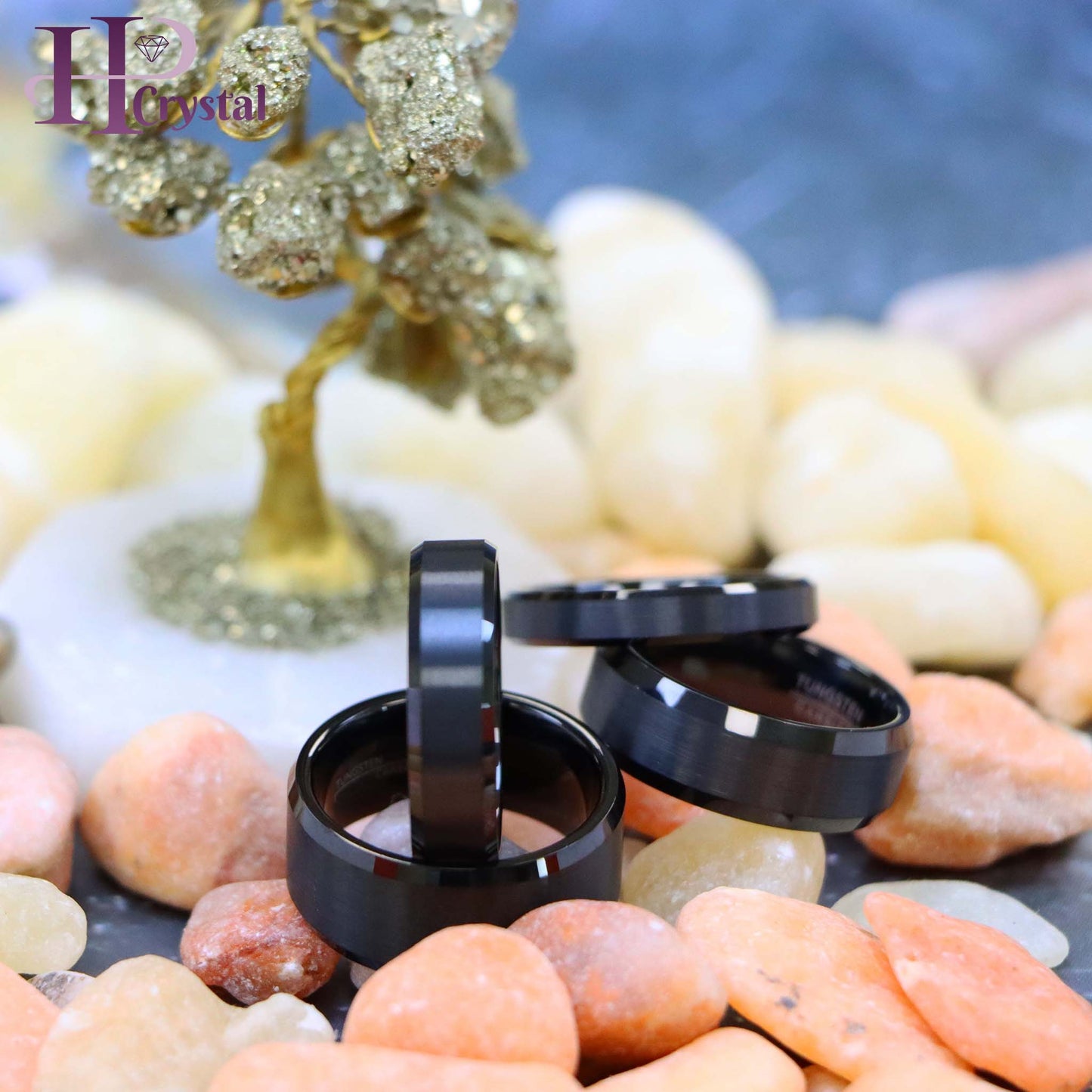 Flat High Polish Beveled Edge Brushed Center Tungsten Ring