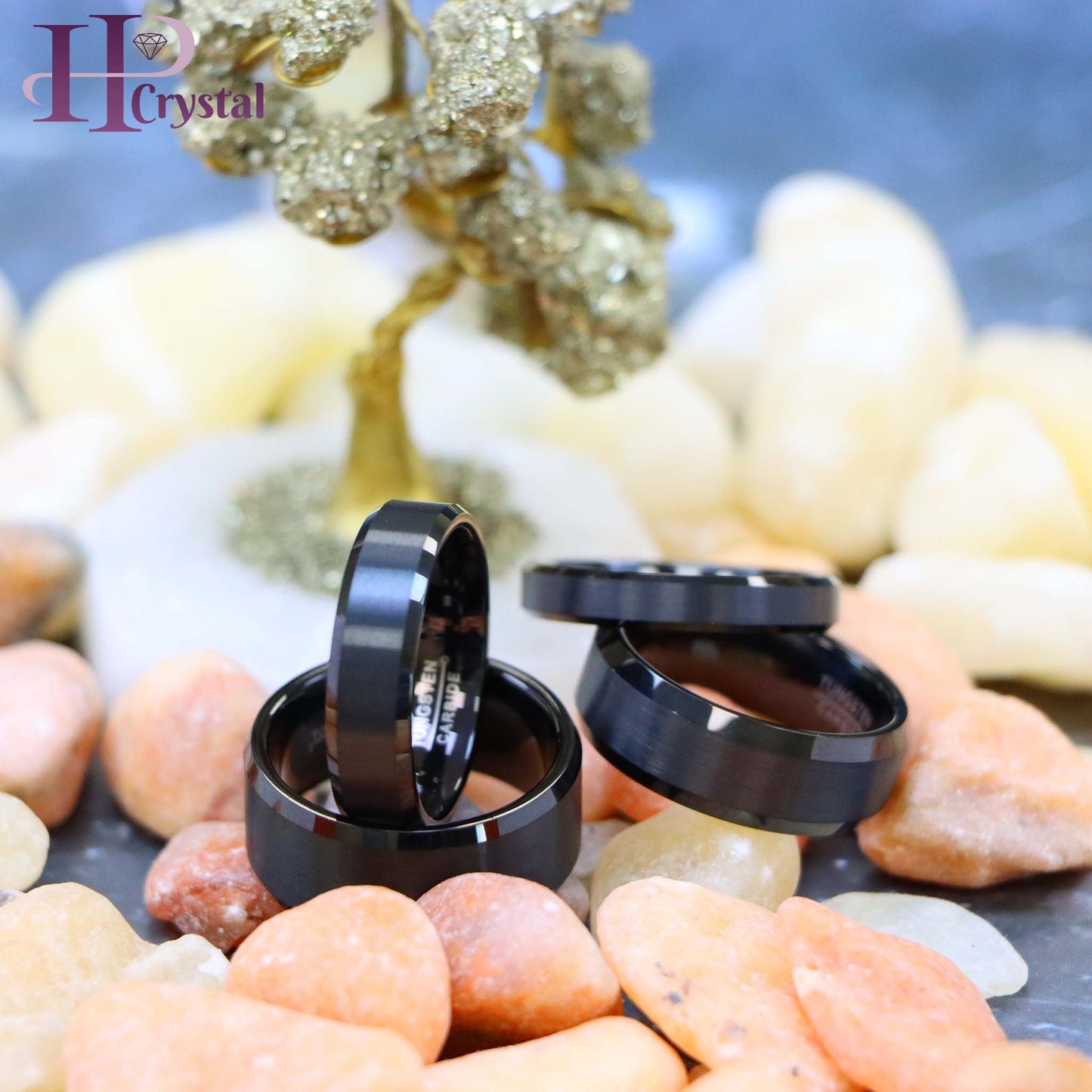 Flat High Polish Beveled Edge Brushed Center Tungsten Ring