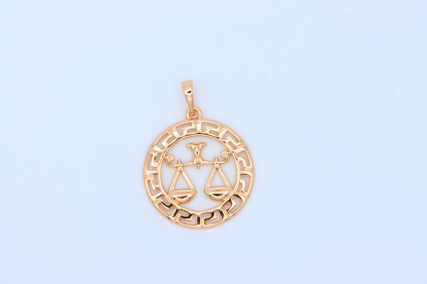 Libra Zodiac Sign Rose Gold Pendant in Gold Plated Brass, XPPT1334 (2132-7)