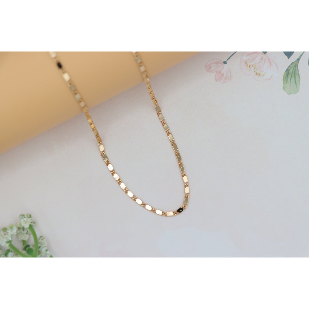 Glossy Rose Gold Flat Link Necklace, Adjustable Shine Chain, XPNL0190 (2019-10)