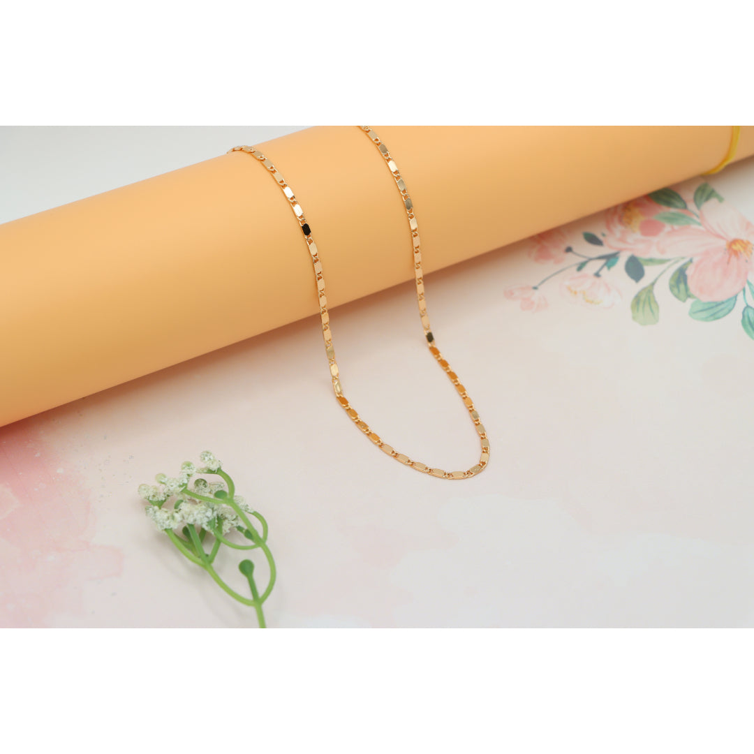 Glossy Rose Gold Flat Link Necklace, Adjustable Shine Chain, XPNL0190 (2019-10)