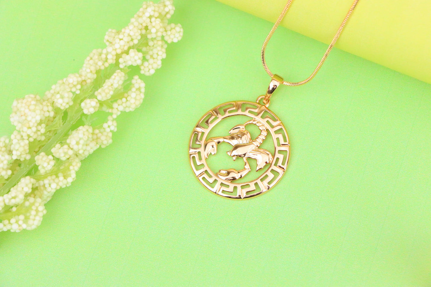 Scorpio Zodiac Rose Gold Pendant in Gold Plated Brass, XPPT1335 (2132-7)