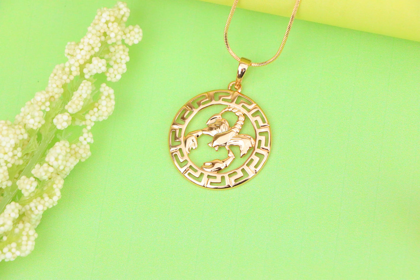Scorpio Zodiac Rose Gold Pendant in Gold Plated Brass, XPPT1335 (2132-7)
