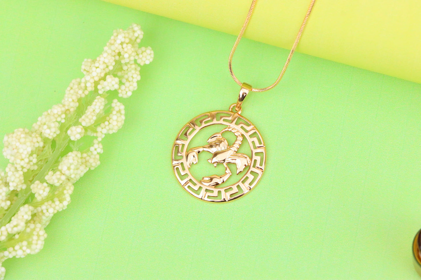 Scorpio Zodiac Rose Gold Pendant in Gold Plated Brass, XPPT1335 (2132-7)