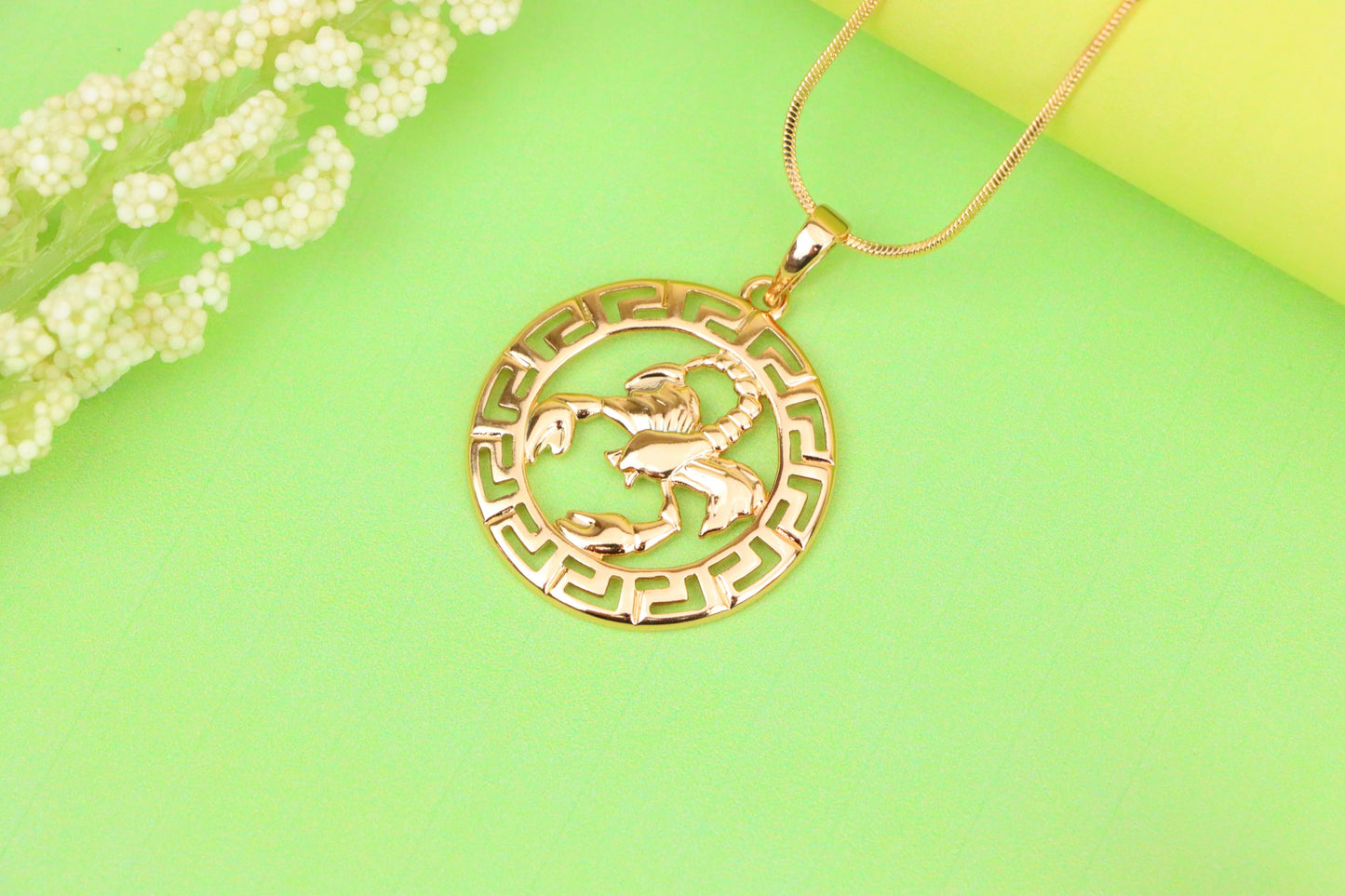 Scorpio Zodiac Rose Gold Pendant in Gold Plated Brass, XPPT1335 (2132-7)