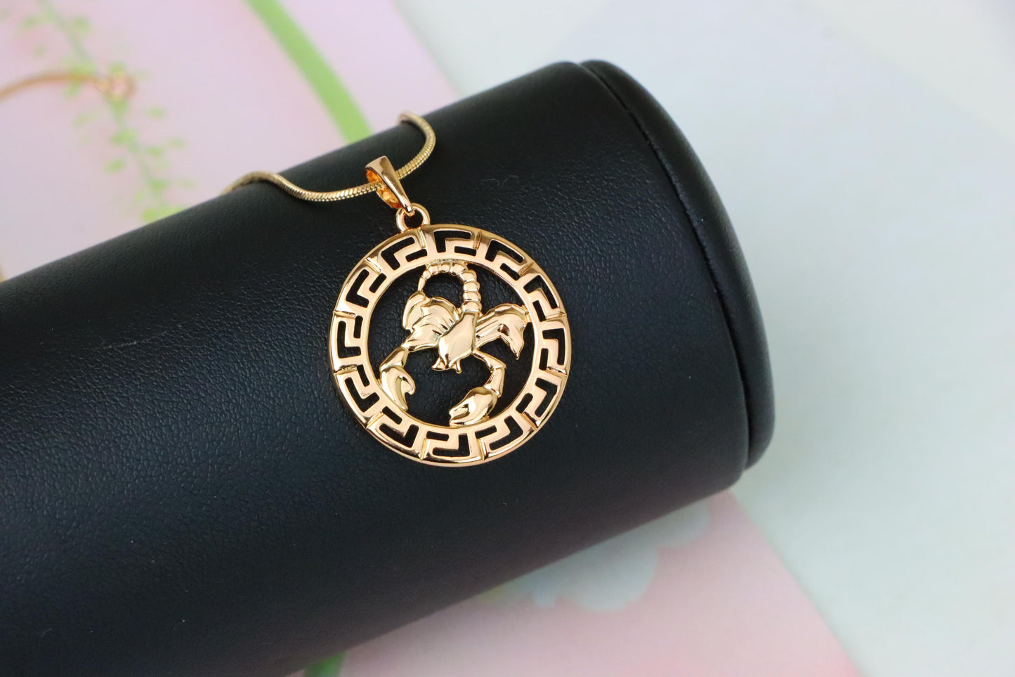 Scorpio Zodiac Rose Gold Pendant in Gold Plated Brass, XPPT1335 (2132-7)