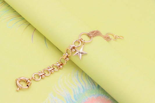 Chic Rose Gold Charm Bracelet with Star Pendant, XPBL1005 (2101-4)