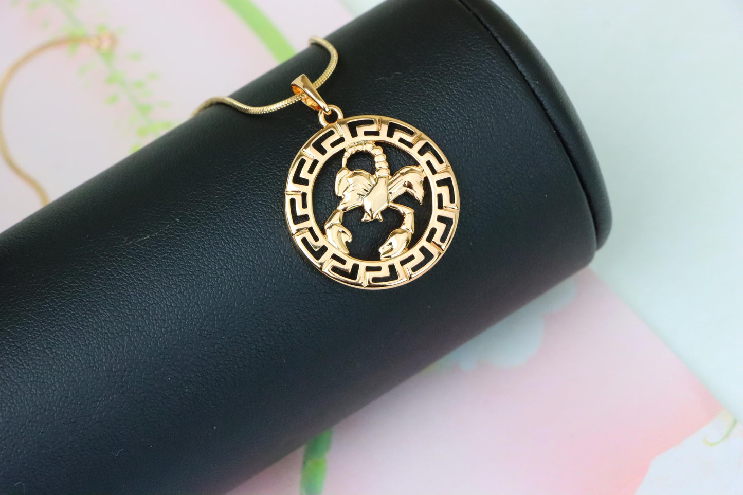 Scorpio Zodiac Rose Gold Pendant in Gold Plated Brass, XPPT1335 (2132-7)