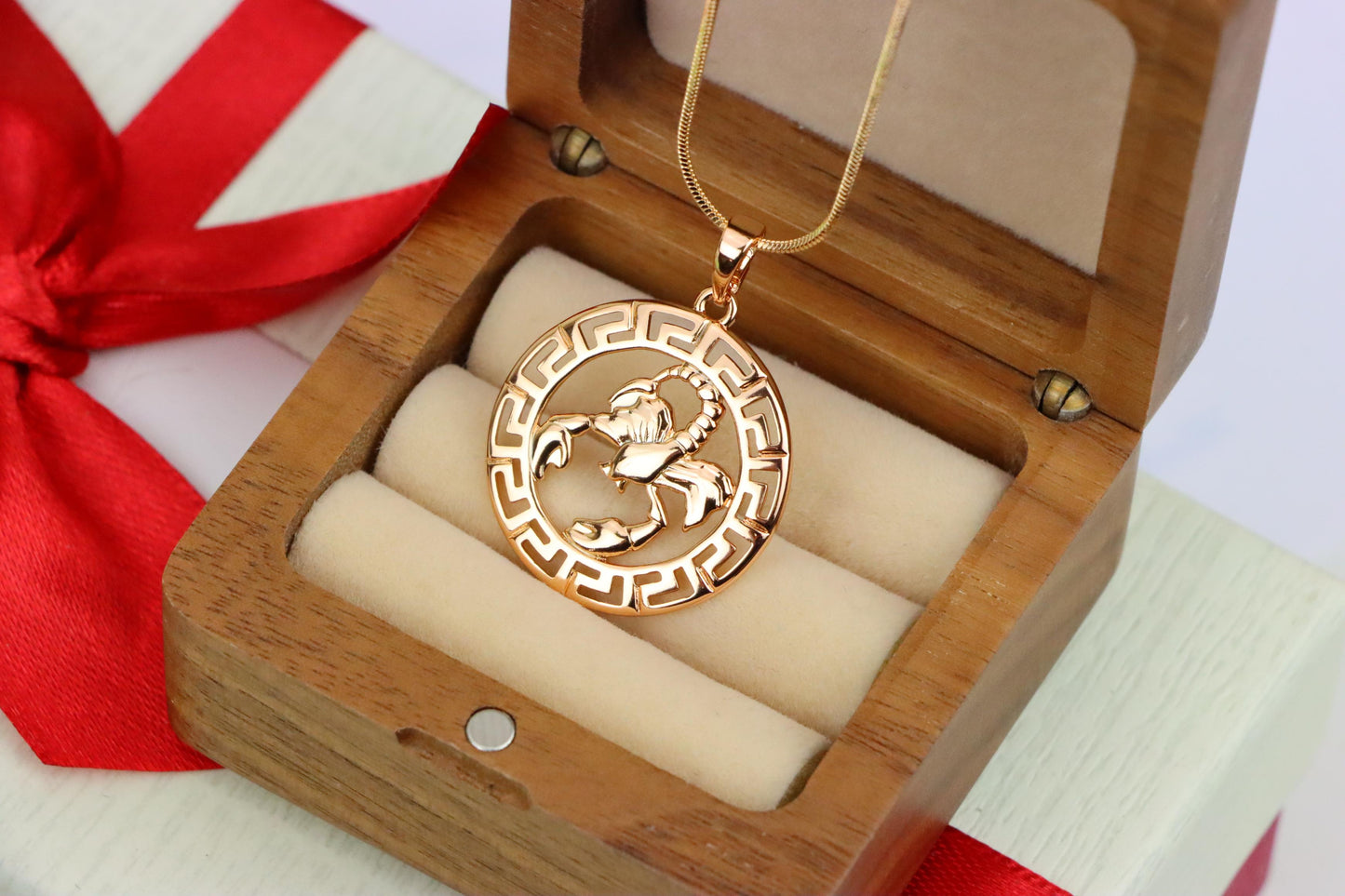 Scorpio Zodiac Rose Gold Pendant in Gold Plated Brass, XPPT1335 (2132-7)