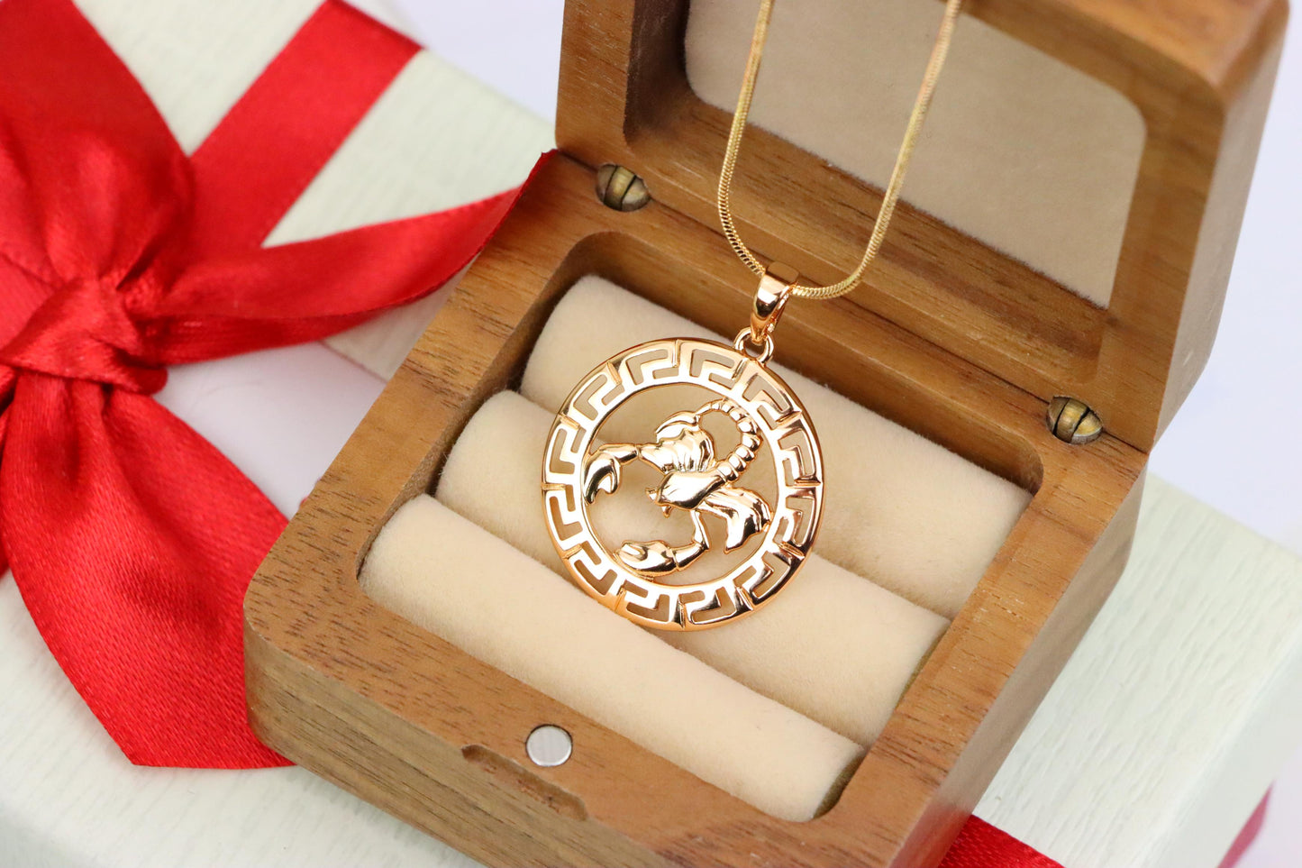 Scorpio Zodiac Rose Gold Pendant in Gold Plated Brass, XPPT1335 (2132-7)