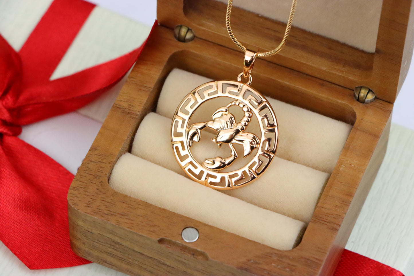 Scorpio Zodiac Rose Gold Pendant in Gold Plated Brass, XPPT1335 (2132-7)