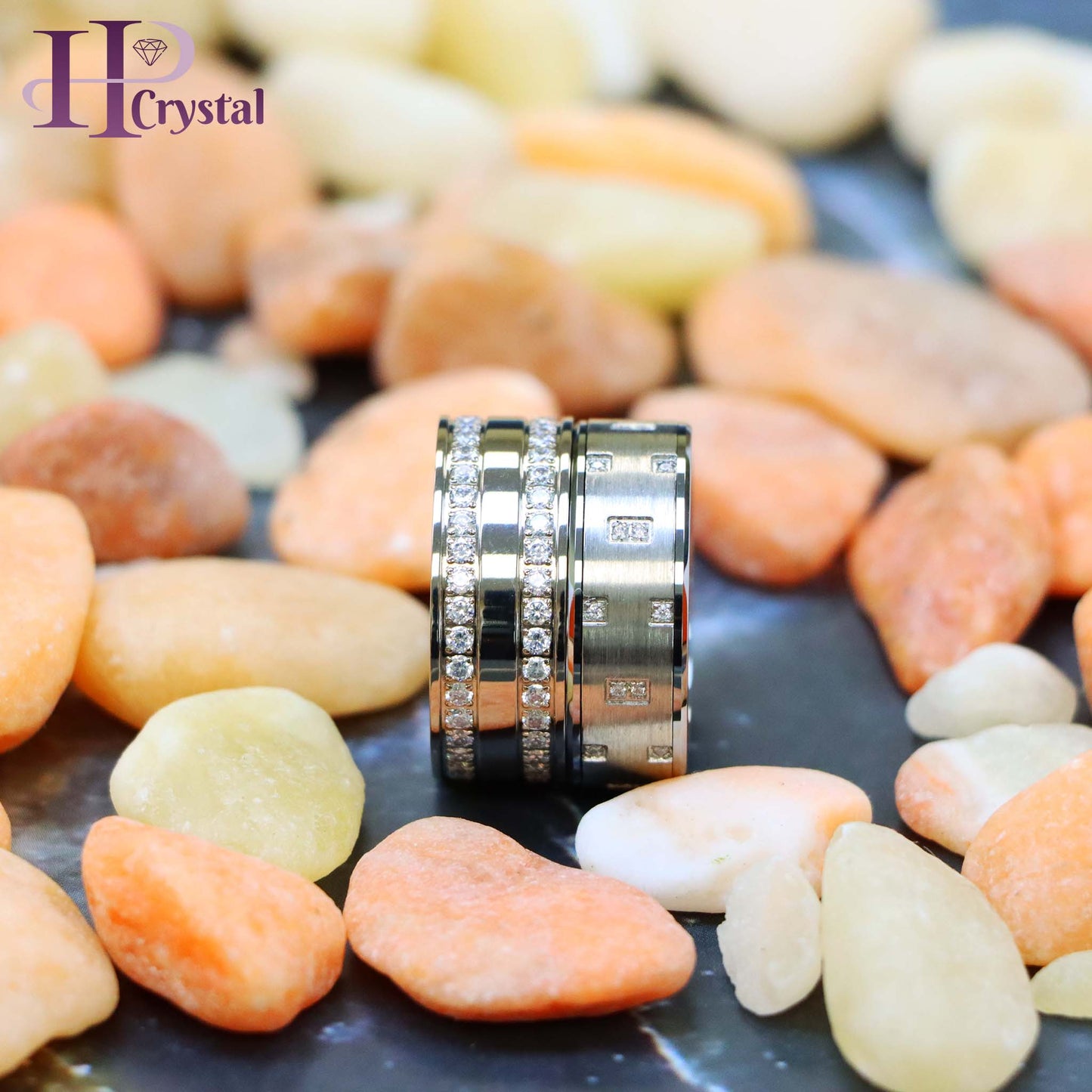 Titanium Wedding Ring with Prong-Set White CZ – Full Eternity Band for Women & Men (MARET1082)