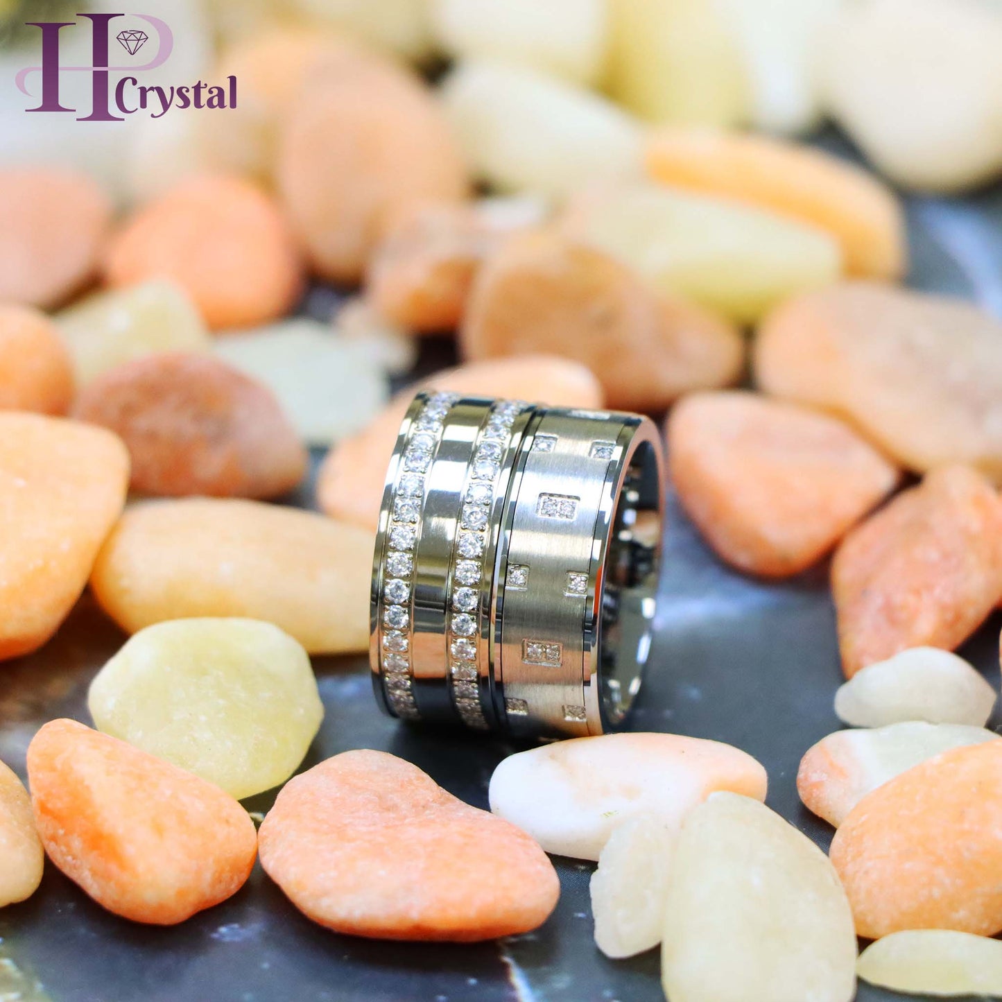 Titanium Wedding Ring with Prong-Set White CZ – Full Eternity Band for Women & Men (MARET1082)