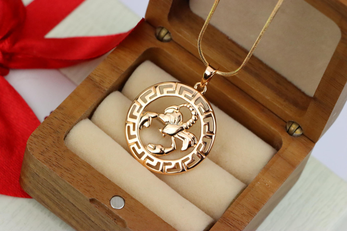 Scorpio Zodiac Rose Gold Pendant in Gold Plated Brass, XPPT1335 (2132-7)