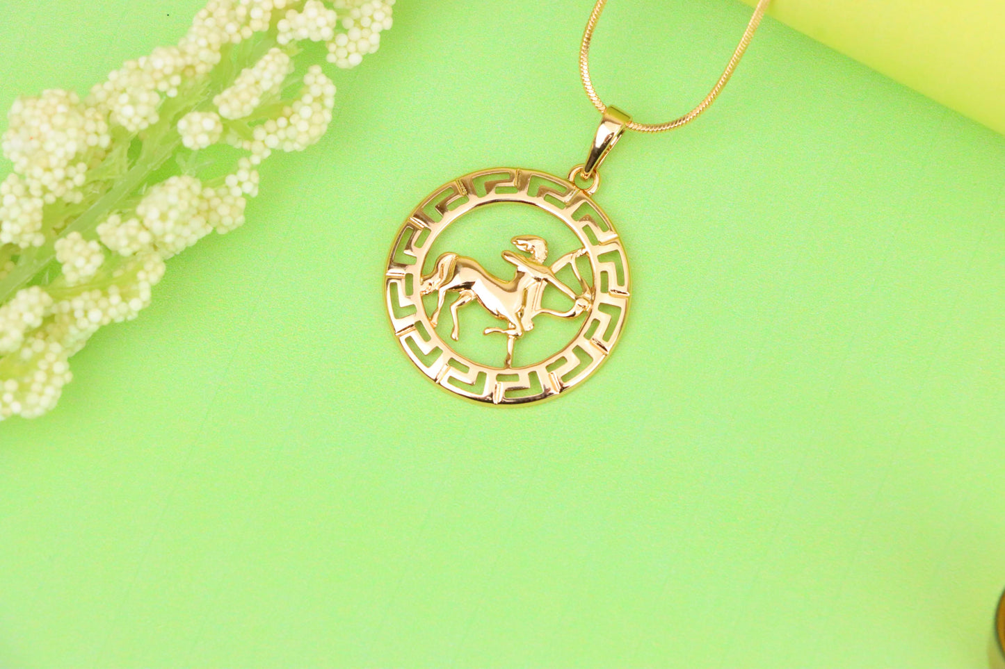 Sagittarius Zodiac Rose Gold Pendant in Gold Plated Brass, XPPT1336 (2132-7)
