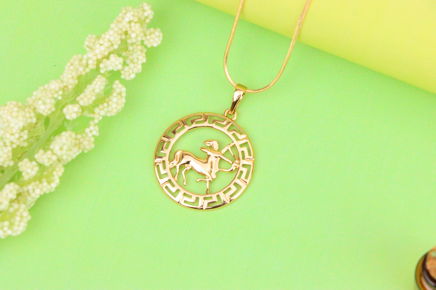 Sagittarius Zodiac Rose Gold Pendant in Gold Plated Brass, XPPT1336 (2132-7)
